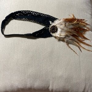 Crochet feather beaded headband